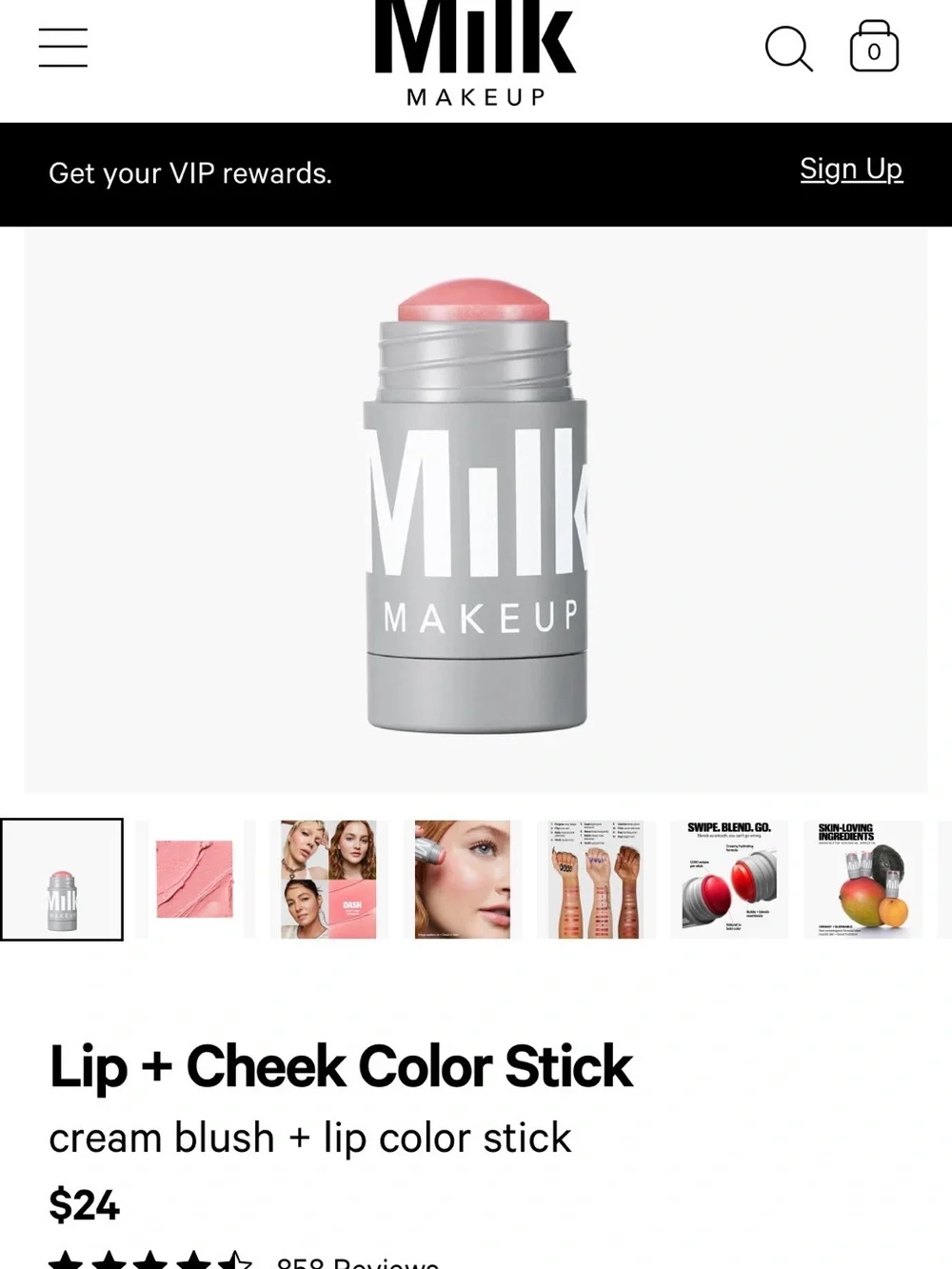 Milk Makeup Matte Lip + Cheek blush Stick in Dash